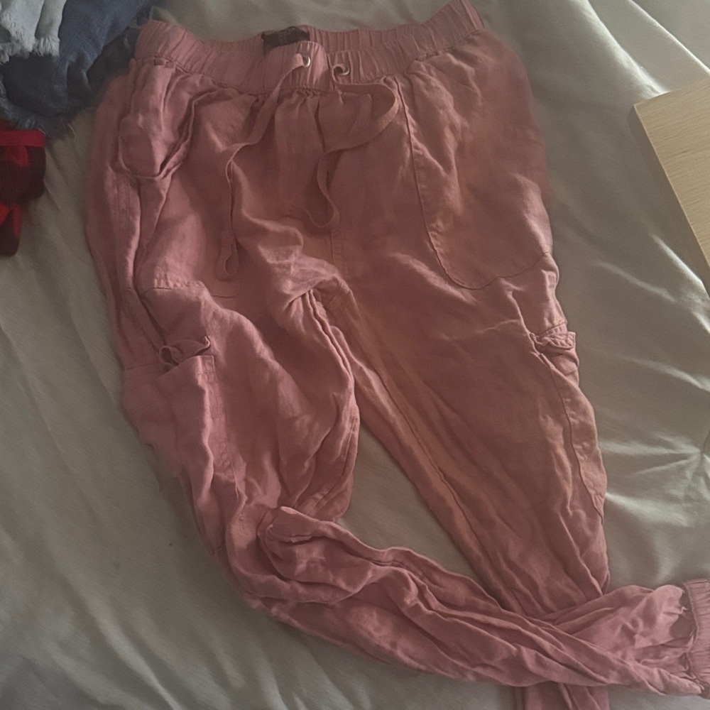Nicole Miller Pink Linen Pants